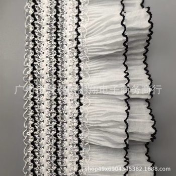 in stock wholesale 11CM black white lace stretch chiffon pleated lace cuff neckline garment accessories