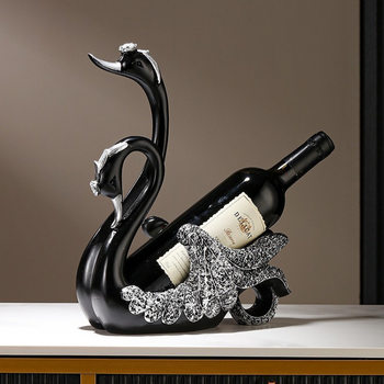 Creative Accessible Luxury High-End Wine Rack Black Swan Ornaments Classy Dining Table Wine Cabinet Wine Bottle Shelf Decorations
