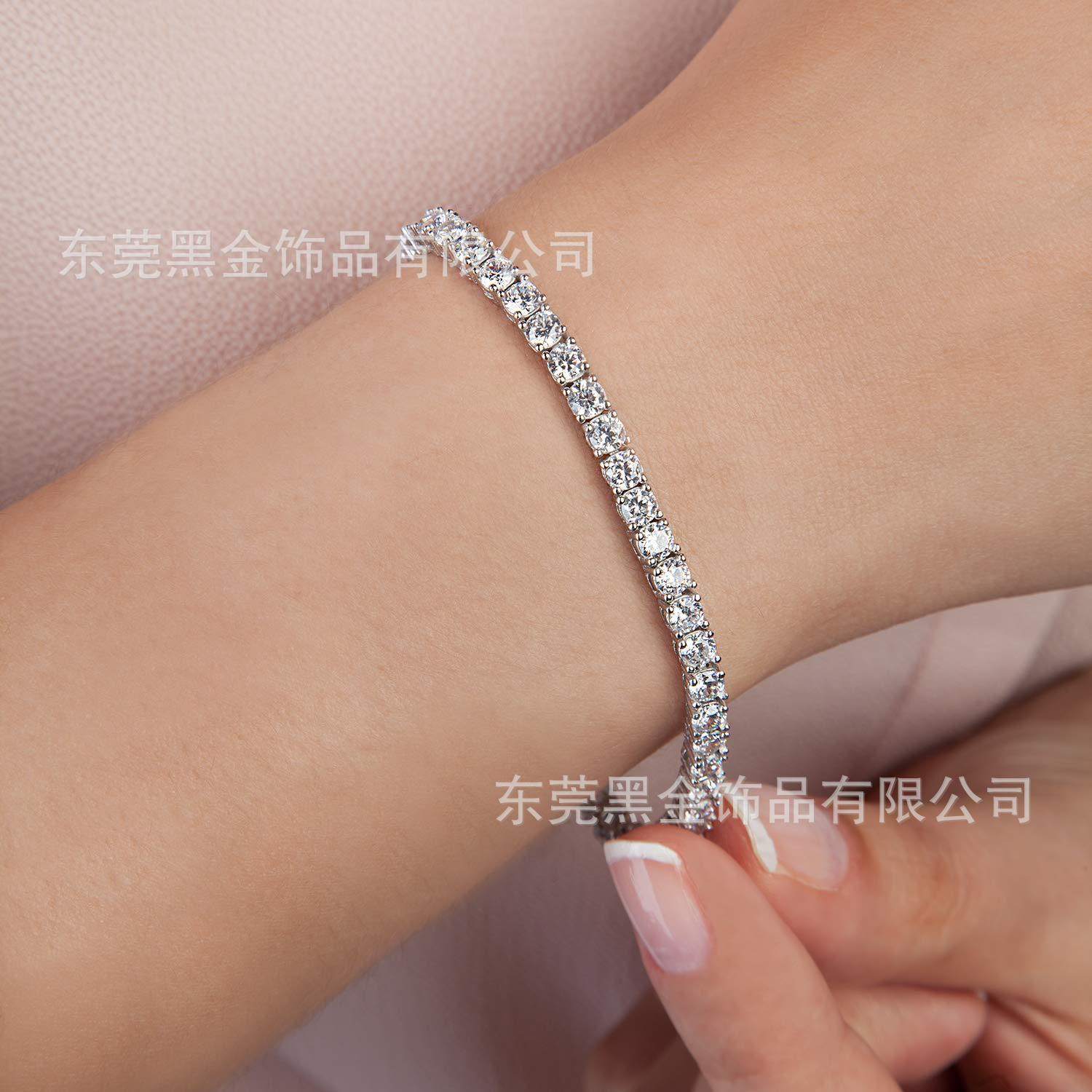 Cross-border Amazon explosions 18K full diamond bracelet single row tennis men's and women's bracelet anklet jewelry wholesale