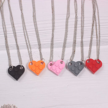 BFF friendship couple necklace a pair of hip-hop European and American cross-border detachable love-shaped building block pendant wholesale