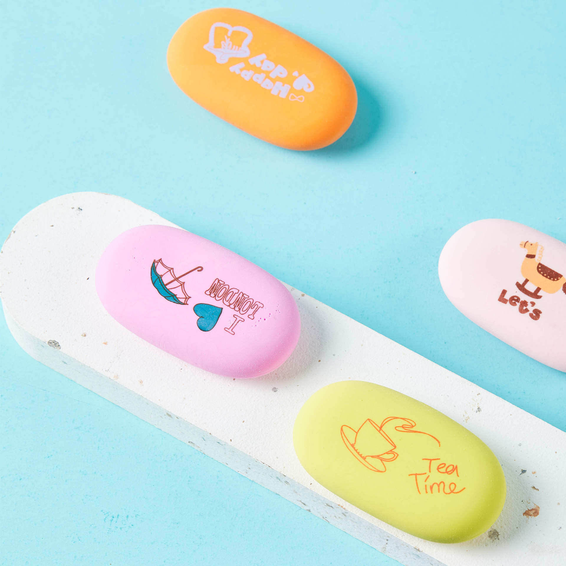 Cute Creative Learning Supplies Heron Eraser Pebble Series Eraser Prizes for Primary School Students