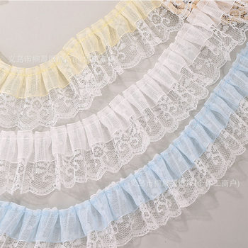 5cm color double layer snow yarn pleated lace belt handmade DIY clothing home textile accessories discount lace accessories