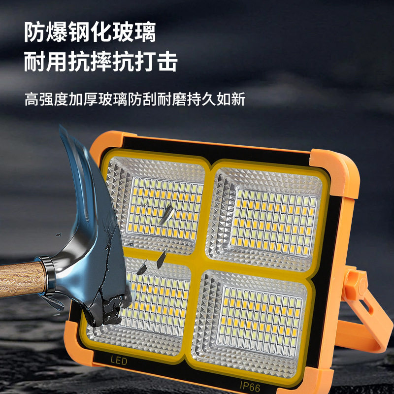 Cross-Border Solar Portable Light Rechargeable Floodlight Outdoor Camping Light Portable Home Mobile Emergency Lighting