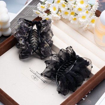 High-End Printed Chiffon Wrinkled Grabber Female Large Size 2025 New Hairpin Back of Head Hair Shark Clip Hair Accessory