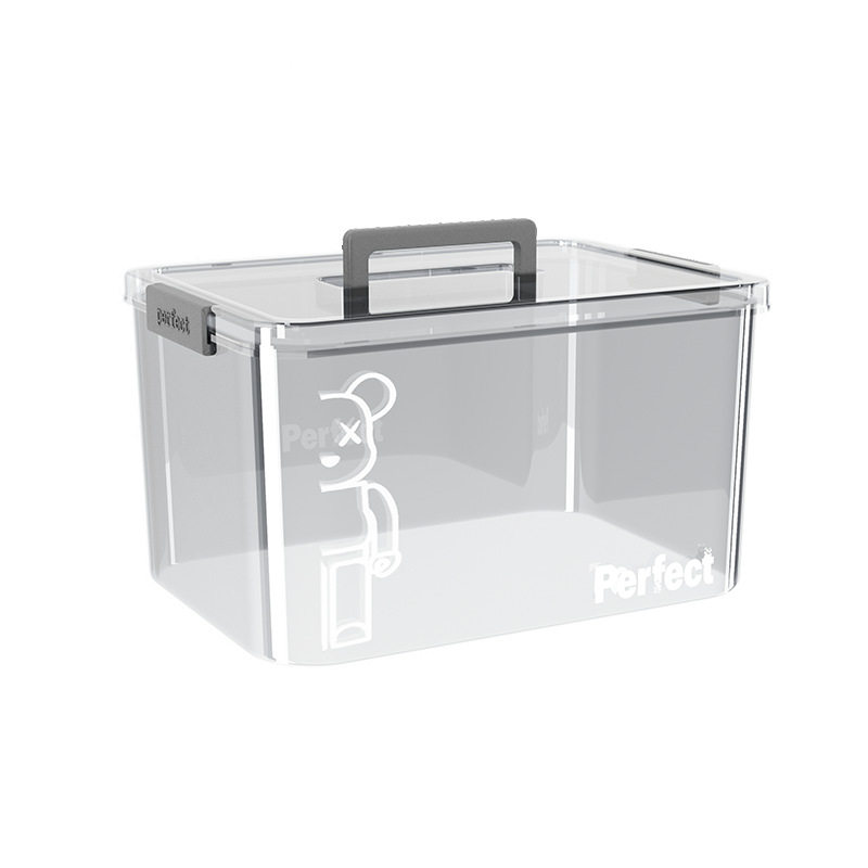 Transparent Portable Storage Box Moving Clothes Clothing Books Toy Snacks Plastic Thickened Finishing Storage Box