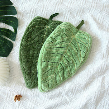 Plant Leaf Hand Towel Hanging Kitchen Bathroom Bathroom Portable Towel Rag Absorbent Cleaning Handkerchief