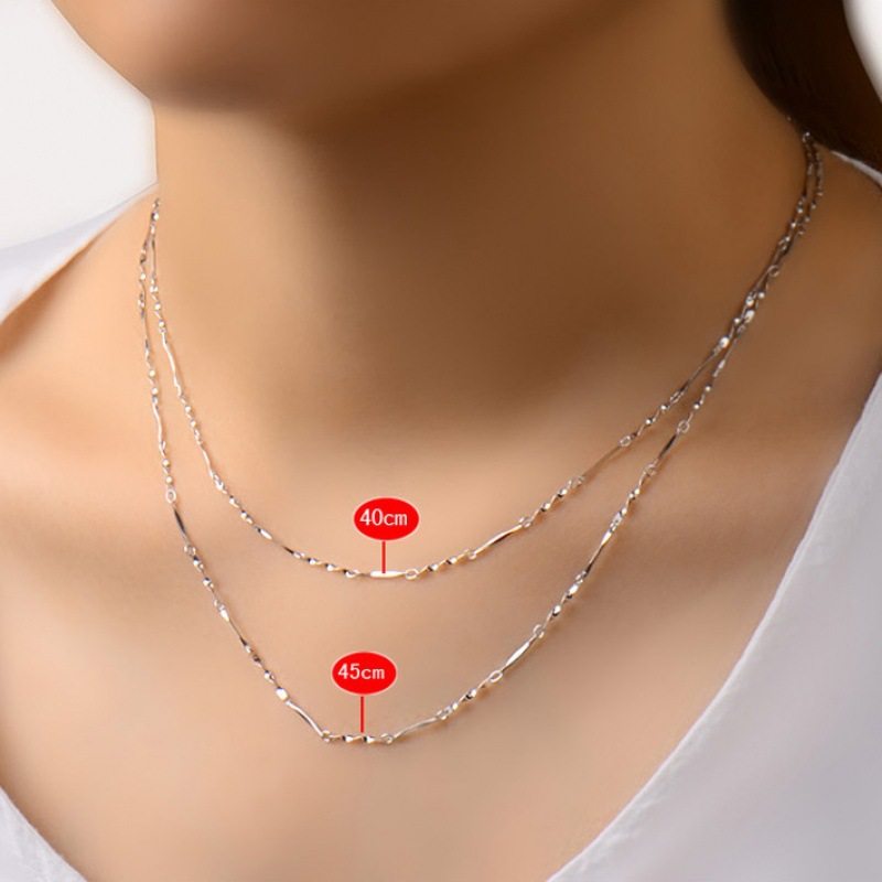 Silver-plated Necklace Women's Matching Chain Single Chain Clavicle Chain Water Wave Yuanbao Snake Bone O-shaped Gymnopus Seed Box Chain Bare Chain