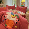 2026 New Style Pure Cotton Thickeneded Brushed Embroidered Four-Piece Set Cartoon Cute Cotton Student Dormitory Three-Piece Set