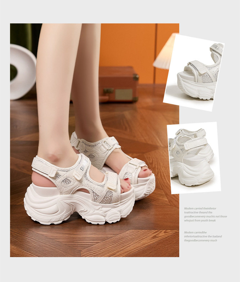 Dép sandal nữ xỏ ngón đế bệt thể thao đi biển mùa hè — Trắng, Xanh lá, Đen chi tiết 3