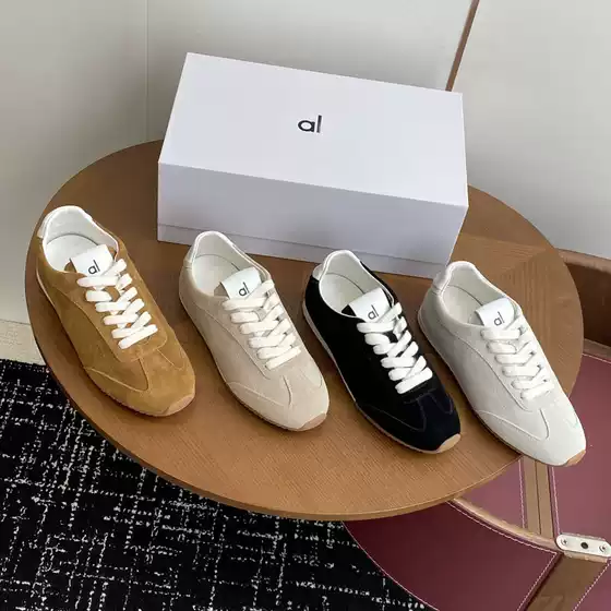 Kim Ji-Soo's Same Style Old Money Style Genuine Leather Moral Training Shoes for Women, New Retro Lace-Up Forrest Gump Shoes, Sports and Leisure Jogging Shoes