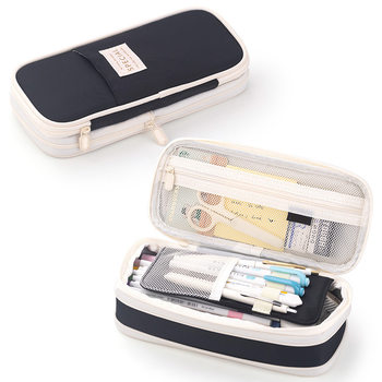 Cross-Border Retractable Pencil Case, High-Looking, Simple Style, Stain-Resistant Pencil Case That Can Be Transformed into a Double-Layer Large-Capacity Stationery Bag