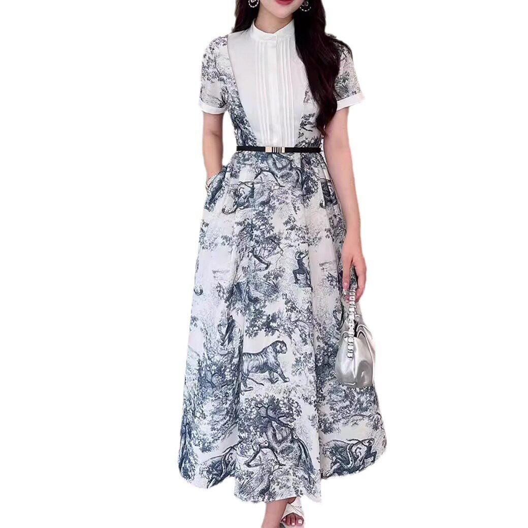 Áo thun nữ cổ tròn in họa tiết tay ngắn dáng suông — Tamga