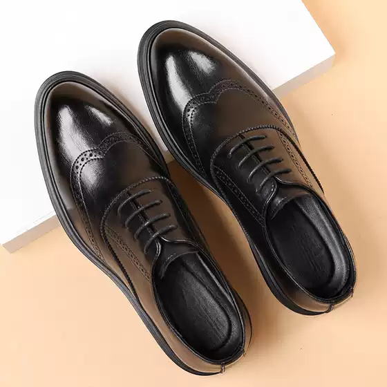 Inner Heightened Brock Leather Shoes 8cm Breathable Business Dress Heightened Shoes Men's Soil 6cm Spring Wedding Groom Men's Shoes