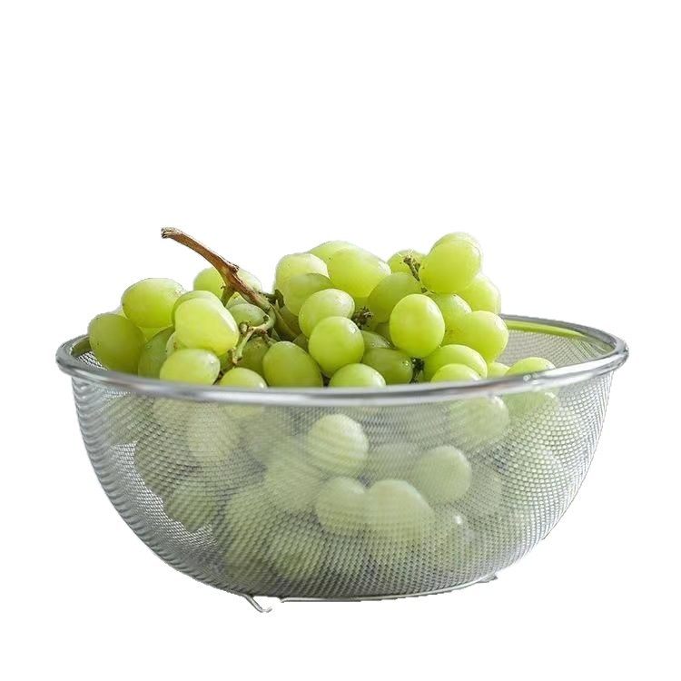 Food-Grade Stainless Steel Basin for Washing Vegetables, Kneading Dough, Baking, Home Kitchen Salad Mixing Bowl, Colander Basket