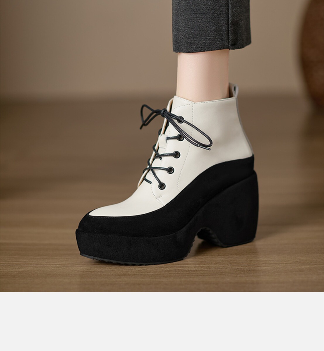 Boot nữ cổ thấp gót siêu cao 9cm đế dày phong cách thanh lịch — màu đen, trắng