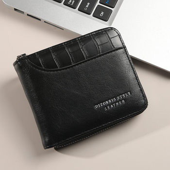 Cross-border Men's Short Wallet Stitching Stone Pattern Large Capacity Three-fold Bag Zipper Coin Purse Trendy Multi-card Wallet