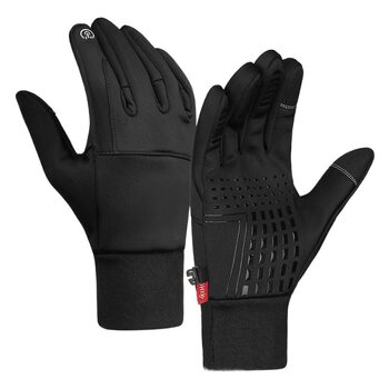 Outdoor Motorcycle Gloves Men's Winter Velvet Warm Waterproof Electric Handlebar Cover Touch Screen Full-Finger Cycling Equipment