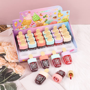 Ice Cream Fruity Lip Glaze Non-Fading Non-Stick Cup Ice Cream Lip Gloss Light and Moisturizing Easy-To-Color Lip Oil for Students