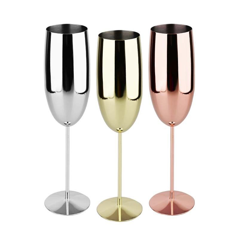 Entry Luxury Metal Goblet 304 Stainless Steel Material Champagne Glass Bar Party Bubble Wine Glass Wine suit