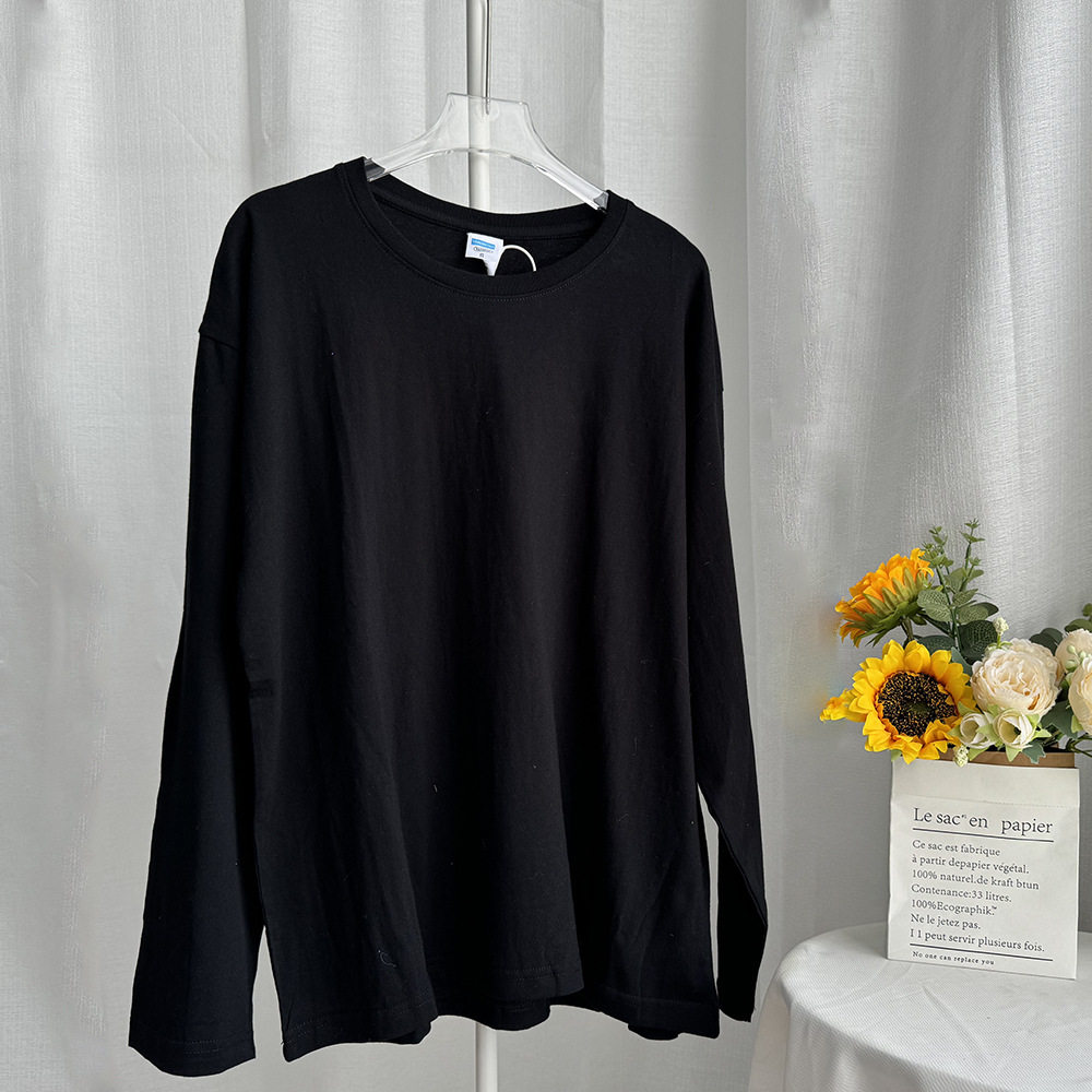 Womens Loose Fit Long Sleeve T Shirt Solid Color Round Neck 100 Cotton Spring Casual Wear Wholesale Available