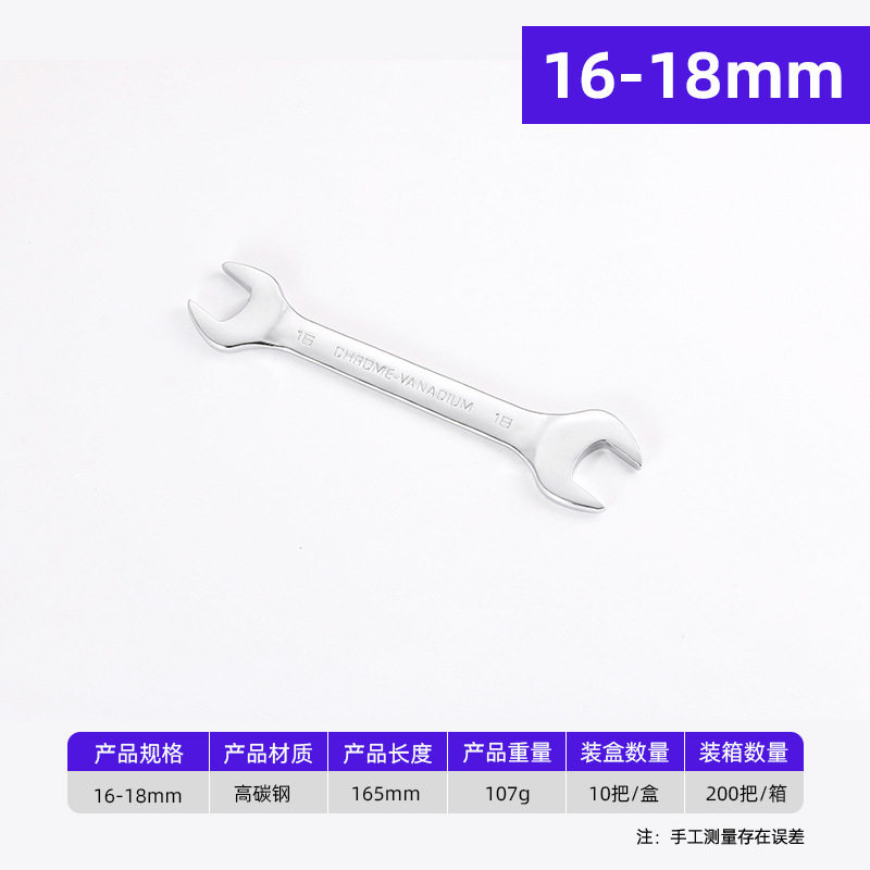 鲁威工具工业级手动开口板手全套工具镜面双头呆扳手开口扳手套装