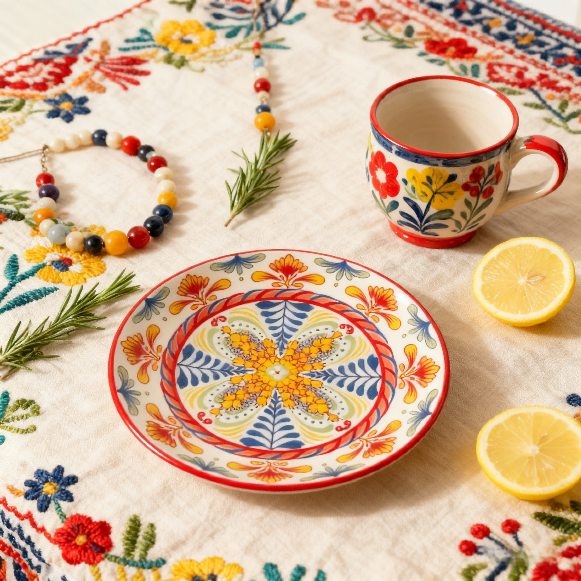 Medieval European Ceramic Tableware, Bohemian Style Flat Plate, Home Commercial Dish Plate, New Dinner Plate, Steak Plate