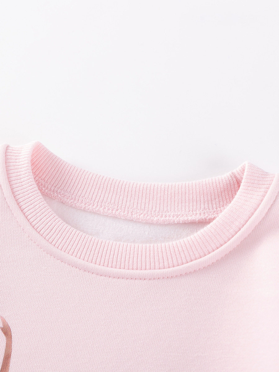 Source Factory Girls' Set Wholesale, Autumn Fleece-lined Cute Kids' 2-piece Outfit