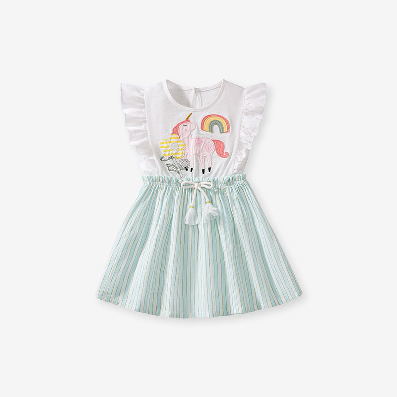 Girls' Short-sleeve Dress, Cute Baby Kids' Skirt, Cotton Kids' Dress