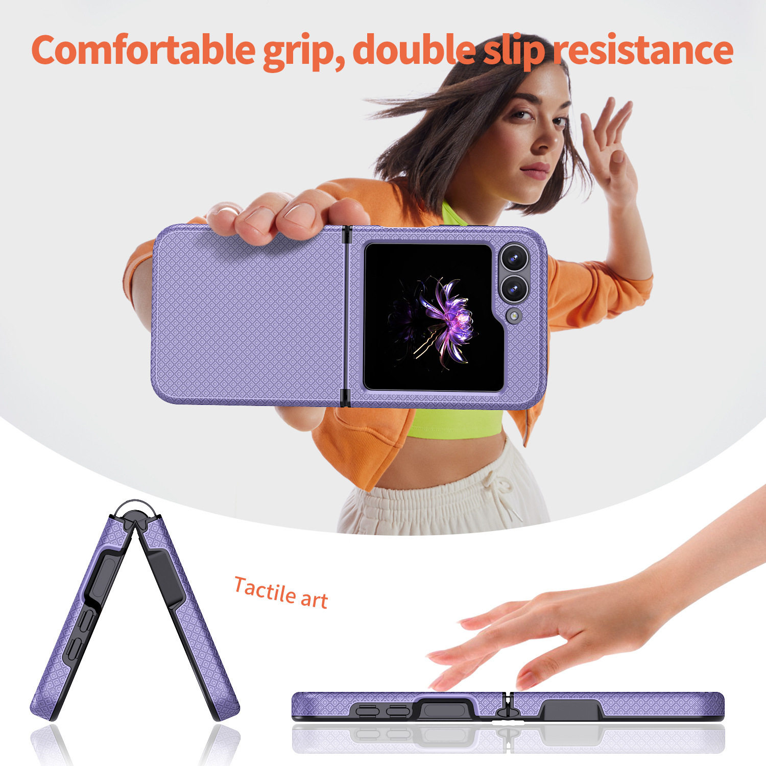 Amazon Suitable Samsung Fold 7 Phone Case Diamond Pattern Zflip6 Anti-Drop Protective Cover Integrated Hinge Anti-Slip