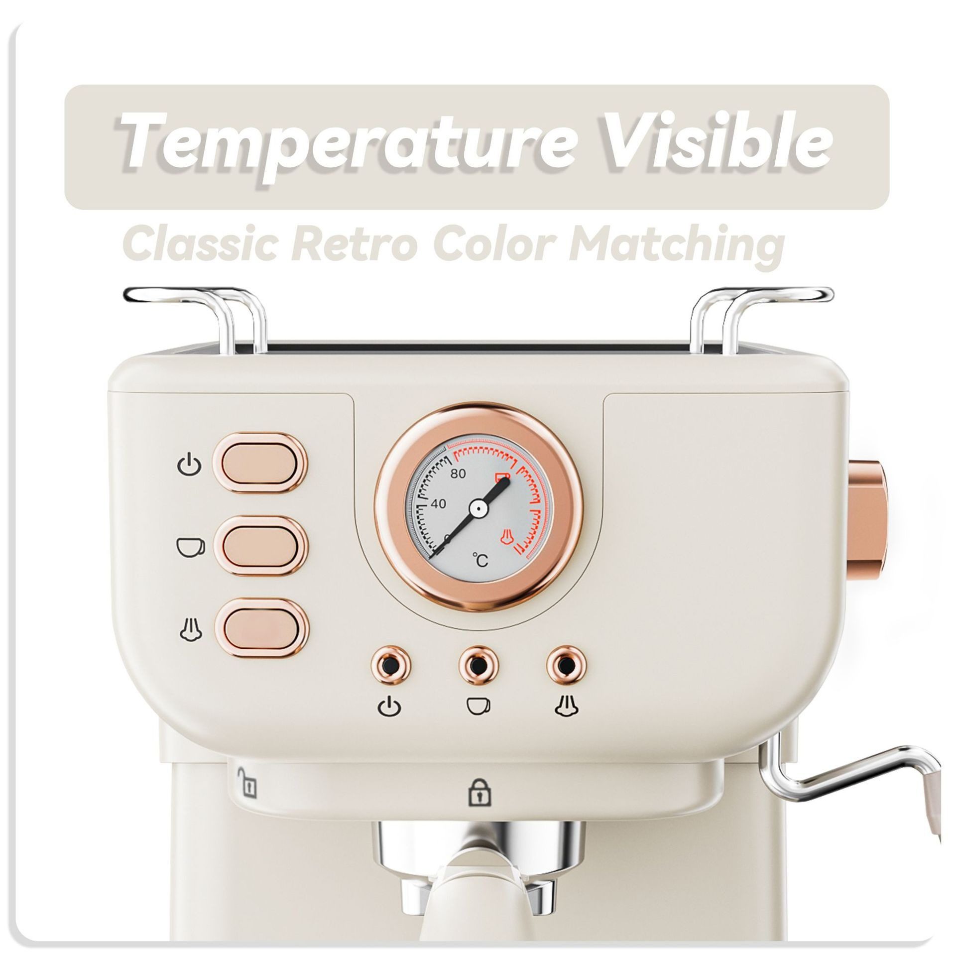 Cross-Border 20Bar Household Semi-Automatic All-In-One Retro-Style Concentrated High-Pressure Extraction Milk Foaming Pressure Coffee Machine
