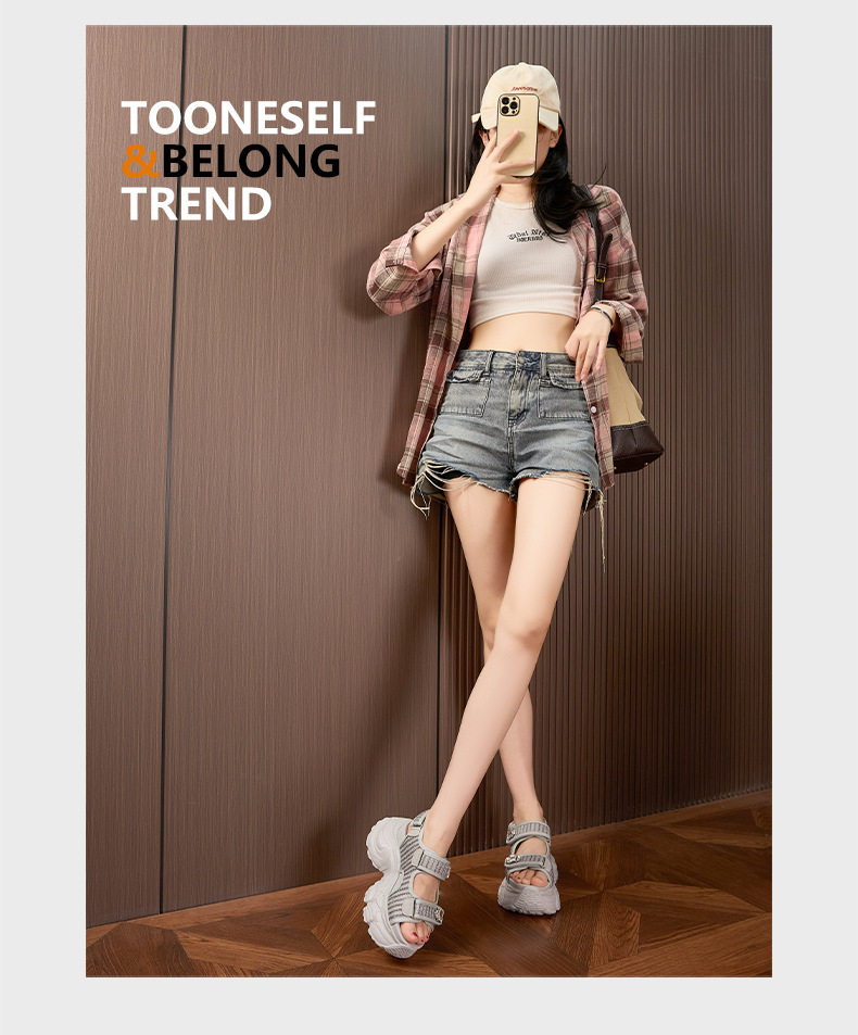 Dép sandal nữ xỏ ngón đế bệt chống trượt mùa hè — Bạc xám, Trắng, Đen chi tiết 12