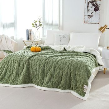 Taff velvet double-layer plus velvet padded lamb velvet blanket solid color nap Falai velvet blanket cross-border live broadcast can be sent on behalf