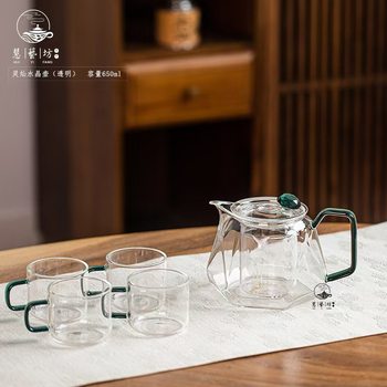 Teapot with Side Glass Handle, Eagle's Beak, Household Transparent Ash Tea Maker, Heated Electric Ceramic Stove, High Borosilicate Glass Pot