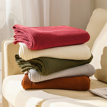 Waffle Sofa Blanket Knitted Blanket Office Air Conditioning Lunch Break Blanket Shawl Blanket Casual Blanket Bed Cover Blanket Small Blanket