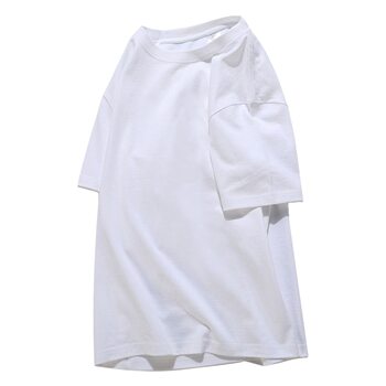 2023 heavy 280g combed double yarn precision Siro spinning T-shirt popular round neck pure cotton solid color short sleeve men's leisure