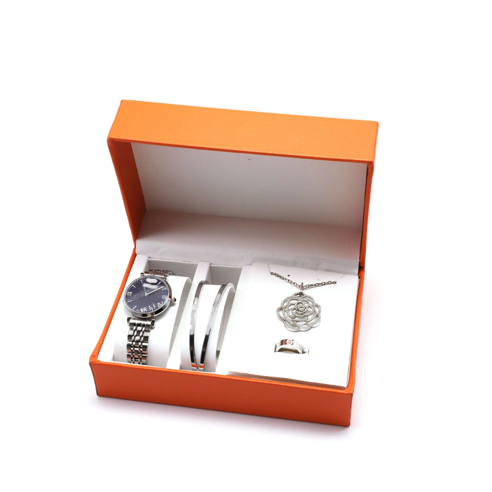 Couple's high-end orange flip Watch Gift Box brand same leather jewelry suit packing box wholesale