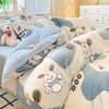Cartoon Snowflake Milk Velvet Bedding Four-piece Set Autumn and Winter Children's Thickened Coral Velvet Quilt Cover Bed Sheet Three-piece Set