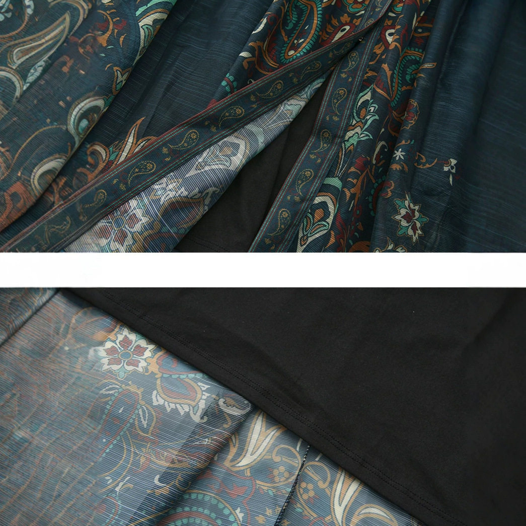 Vintage European Style Floral Print Lantern Sleeve Maxi Dress Sheer Mesh Panels Waist Defining Flattering Fit Formal