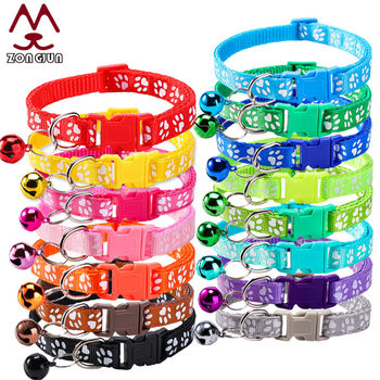 Pet Collar Dog Paw Print Bell Cat Collar Footprint Dog Collar Adjustable Collar in Stock Wholesale
