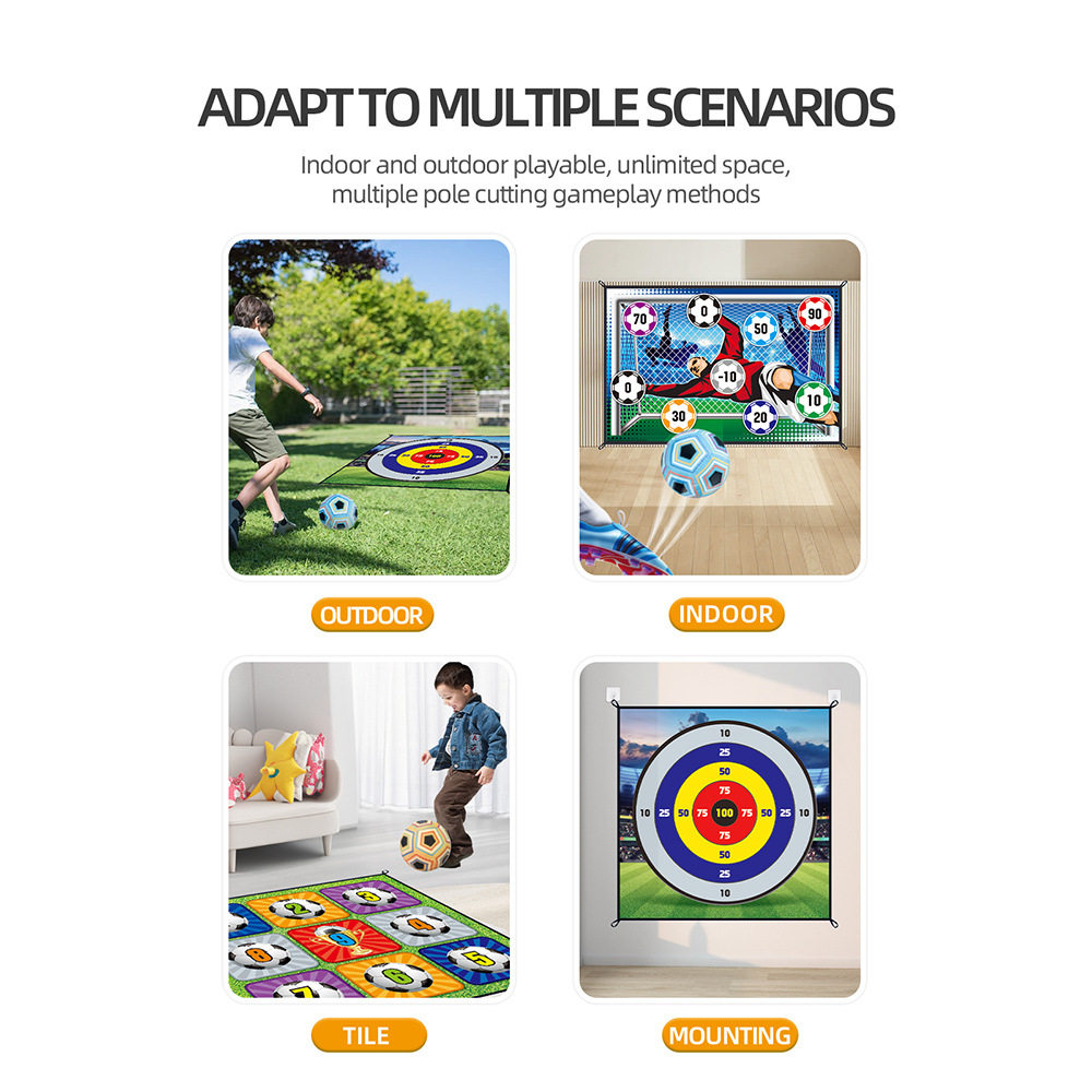 〖Border Amazon] Children's Football Indoor Backyard Throwing Target Game Mat Velcro Ball Set