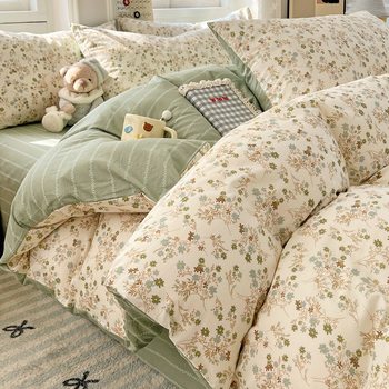 100% Xinjiang Pure Cotton Four-Piece Bedding Set, Maternal and Infant Grade Naked Sleeping Bed Sheetss, Quilt Cover, Cotton Dormitory Three-Piece Set