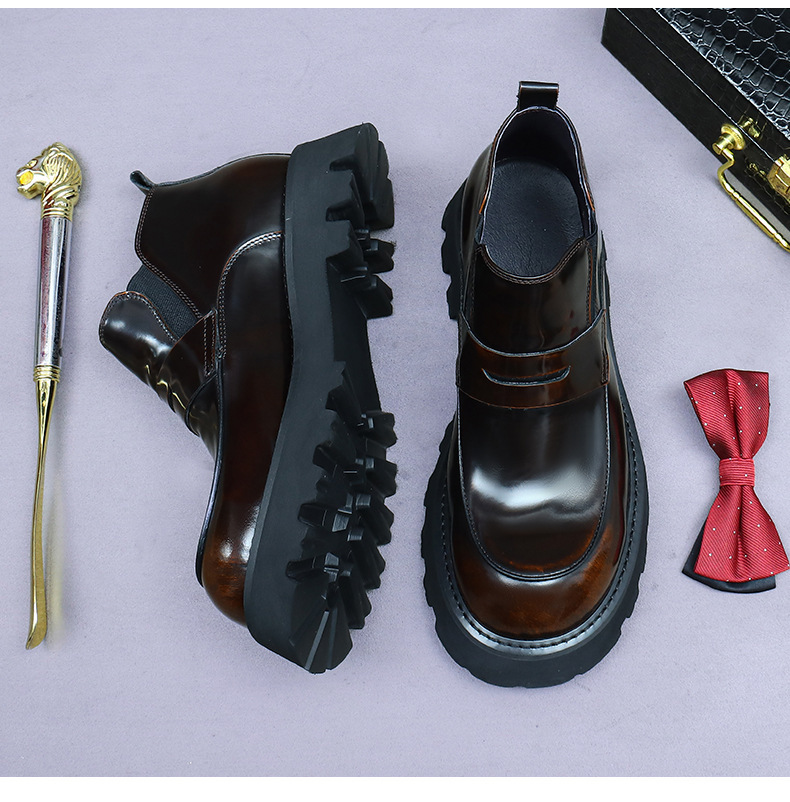 Giày Chelsea boot nam da bò thật cổ thấp dáng công sở — Màu nâu, Màu đen, Màu nâu cộng với nhung, Màu đen cộng với nhung