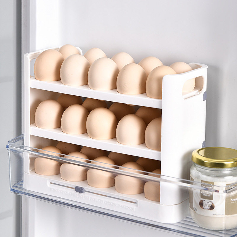 Household Large Capacity Egg Box Refrigerator Side Door Special Multi-layer Egg Storage Rack Creative Egg Holder Automatic Flip