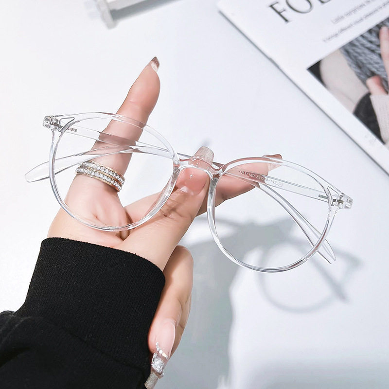 17160 Glasses Frame Simple Round Shape Xiaohongshu Ins Style Glasses No Makeup Retro Literary Tr90 Glasses Frame