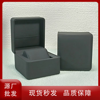 Shenzhen high-end watch box factory in stock Black Watch leather box rounded corner high quality watch packaging gift box in stock
