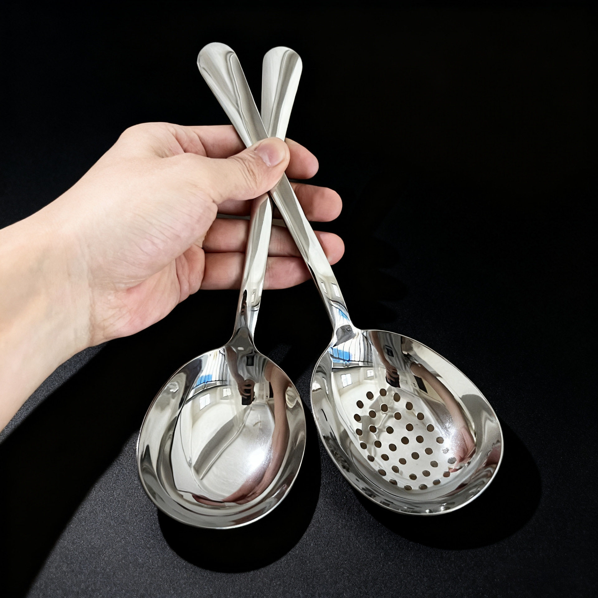 304 Stainless Steel Goose Egg Spoon Large Soup Spoon Hotel Short Handle Serving Spoon Household Soup Spoon Public Spoon Service Spoon