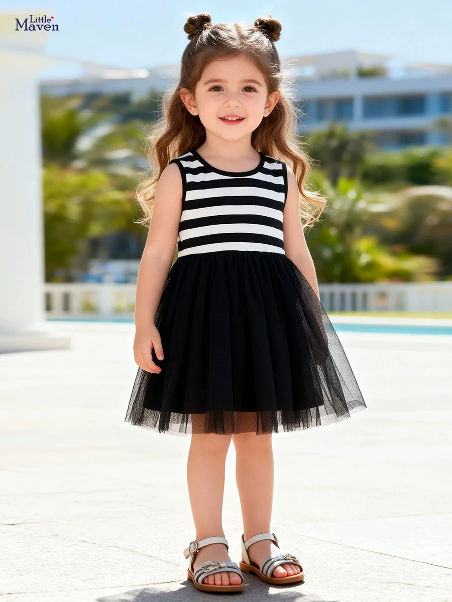 Kids' Dress Wholesale, Summer Sleeveless Girls' Dress, [Style] Striped Kids' Tulle Princess Dress