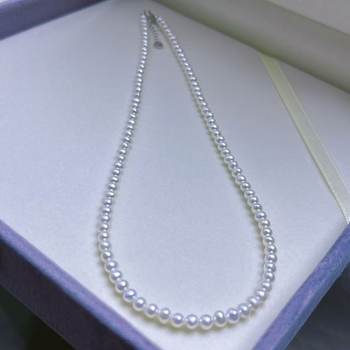 4-5mm Freshwater Baby Chain Pearl Necklace Nearly Round Strong Light Slightly Flawed S925 Silver Adjustable Tail Chain Natural