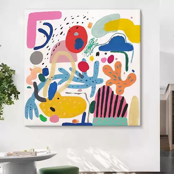 Abstract hand-painted oil painting niche art painting square living room decorative painting porch hanging painting restaurant fun mural