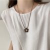 Korean Style Simple All-match Flower Rope Necklace Women's 2024 New Neck Chain Niche Design Collarbone Chain Sweat Chain